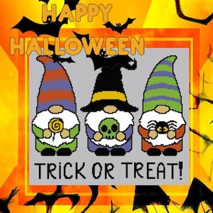 Halloween Gnomes graph PATTERN with written instruction
