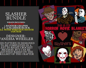 Slashers Graphghan Bundle PATTERNS ONLY mit schriftlicher Anleitung