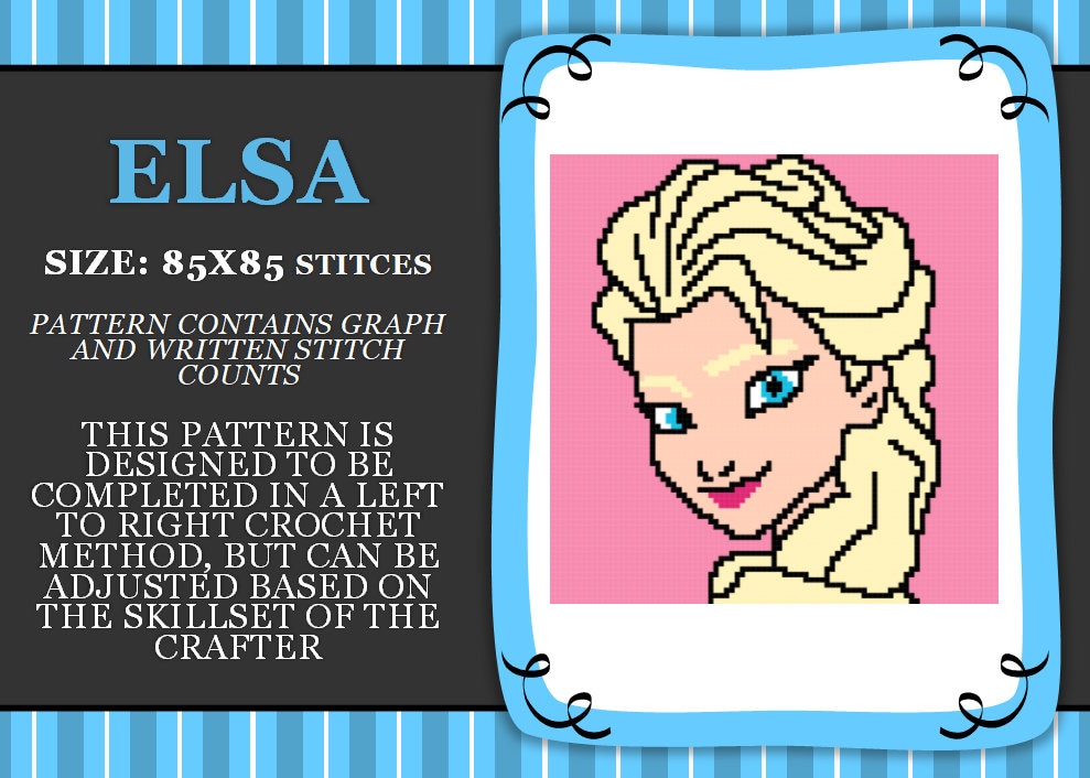 Elsa Pattern Print Elsa Graph PATTERN ONLY With Written Stitch Counts - Etsy