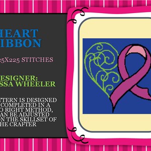 Heart Ribbon graph PATTERN ONLY with written instruction