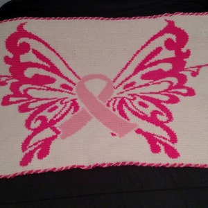 Cancer ribbon butterfly graph PATTERN ONLY with written instruction