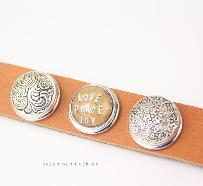 Rewind Leather Bracelet Cognac /& 6 motives love joy peace rose Happiness compatible interchangeable