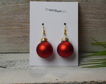 Pendientes con bolas de cristal rojo oro mate colgante bola de cristal Adornos navideños Bola de árbol de Navidad Pendientes colgantes de Navidad Bolas de Navidad
