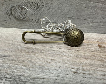Broche para poncho de metal en bronce con motivo ornamental, alfiler para falda escocesa, alfiler como imperdible, cierre de tela, joyería tradicional tirolés