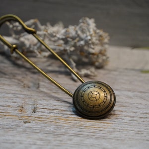 Broche de alfiler de poncho hecho de metal en bronce con un adorno con motivo retro, alfiler de falda escocesa, alfiler de tela, alfiler de seguridad, joyería de cierre imagen 5
