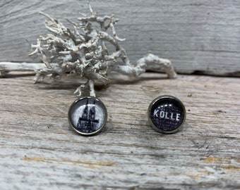 Ohrringe Ohrstecker Köln Kölner Dom schwarz / Weiß ca. 12 mm Schmuck von Kölle Stecker Heimat Geschenk Kölner Dom Souvenirs