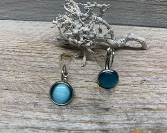 Earrings Brisur Cateye turquoise blue 12 mm hanger Earrings