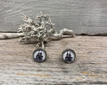 Earrings ear studs Cologne Cologne Cathedral Kölle black white stainless steel homeland landmark carnival connection