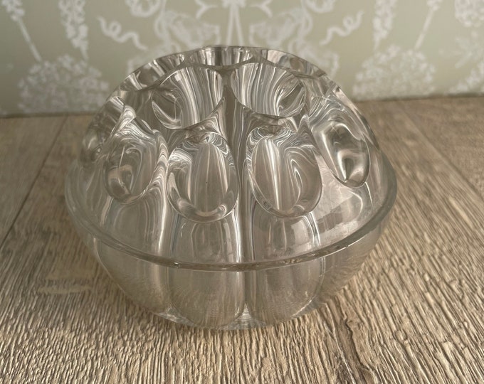 Large Glass Flower Frog Vintage Art Deco Clear Glass Vase Insert