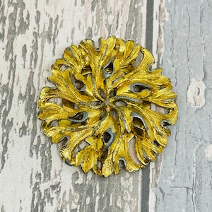 Golden round foliage  scarf ring or clip