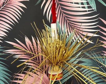 1970s Foil Cascade Candle – Vintage Christmas Tree Ornament