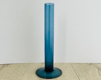 Große stahlblaue Glasvase mit geraden Seiten