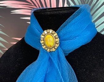 Oval Scarf Ring Clip for Women - Gold and Yellow Scarf Clip