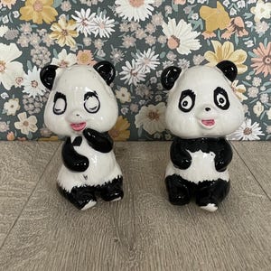 Neuheit Panda Bären Salz & Pfeffer Set - Sammlerstück, Vintage Keramikstreuer