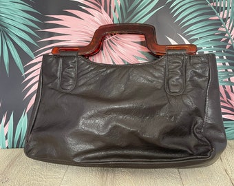 Brown leather top handle handbag - Vintage leather MaLaren of Norwich purse - genuine leather bag