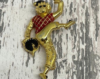 Vintage clown or harlequin brooch - vintage costume jewellery for women