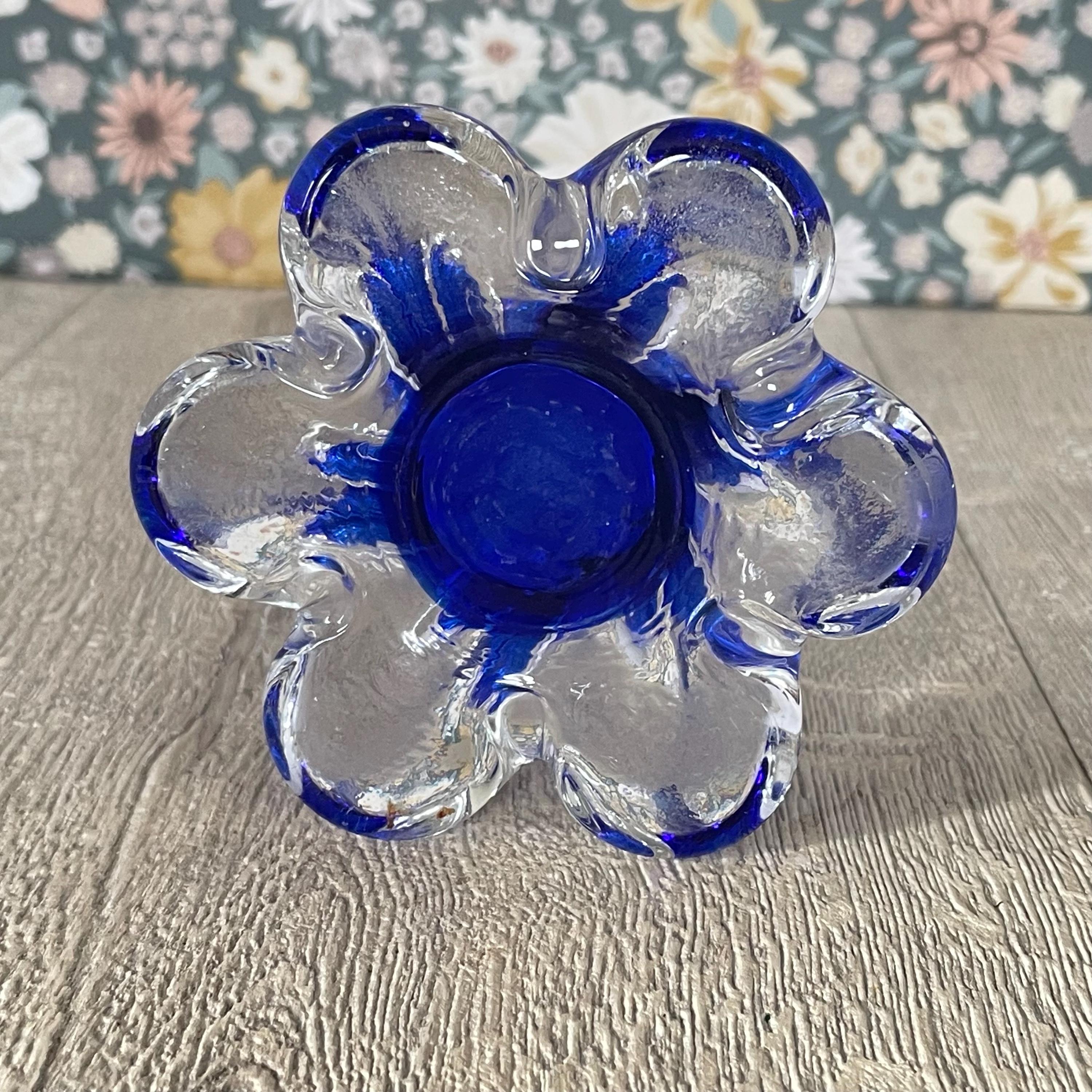 Cobalt Blue Elephant Foot Vase With Twisted Stem – Vintage MCM