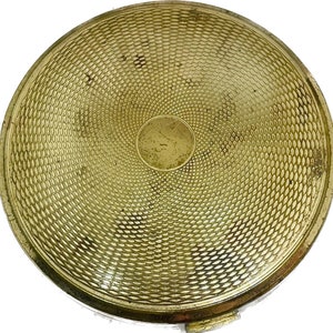 Vintage Engine turned powder compact in gold tone