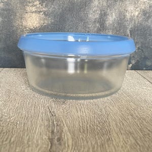 Phoenix Glassware Mini Glass Dish with Blue Rim - Vintage Cookware