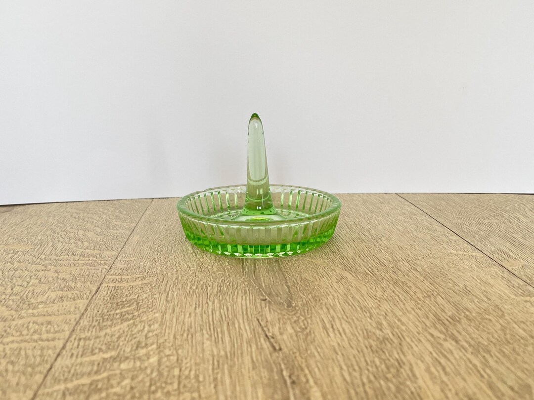 Uranium Green Glass Ring Tree Holder From Dressing Table Set - Etsy