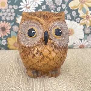Vintage Brown Owl Figurine – Ceramic Woodland Decor,  Autumn Vibes