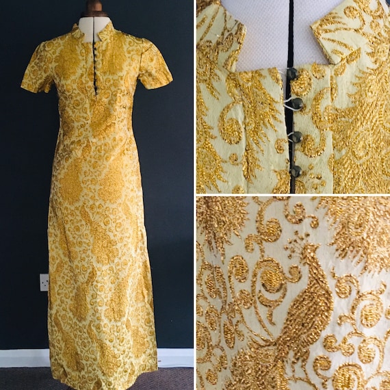Gold sparkle Evening Dress or gown with metallic p