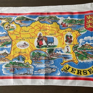 Retro-Souvenir Geschirrtuch mit Landkartendruck aus Jersey