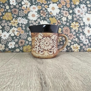 Vintage Quantock Design milk jug or creamer with floral motif  - studio pottery jug