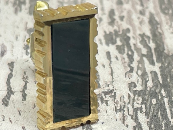 Gold and black rectangular cuff links - vintage g… - image 10
