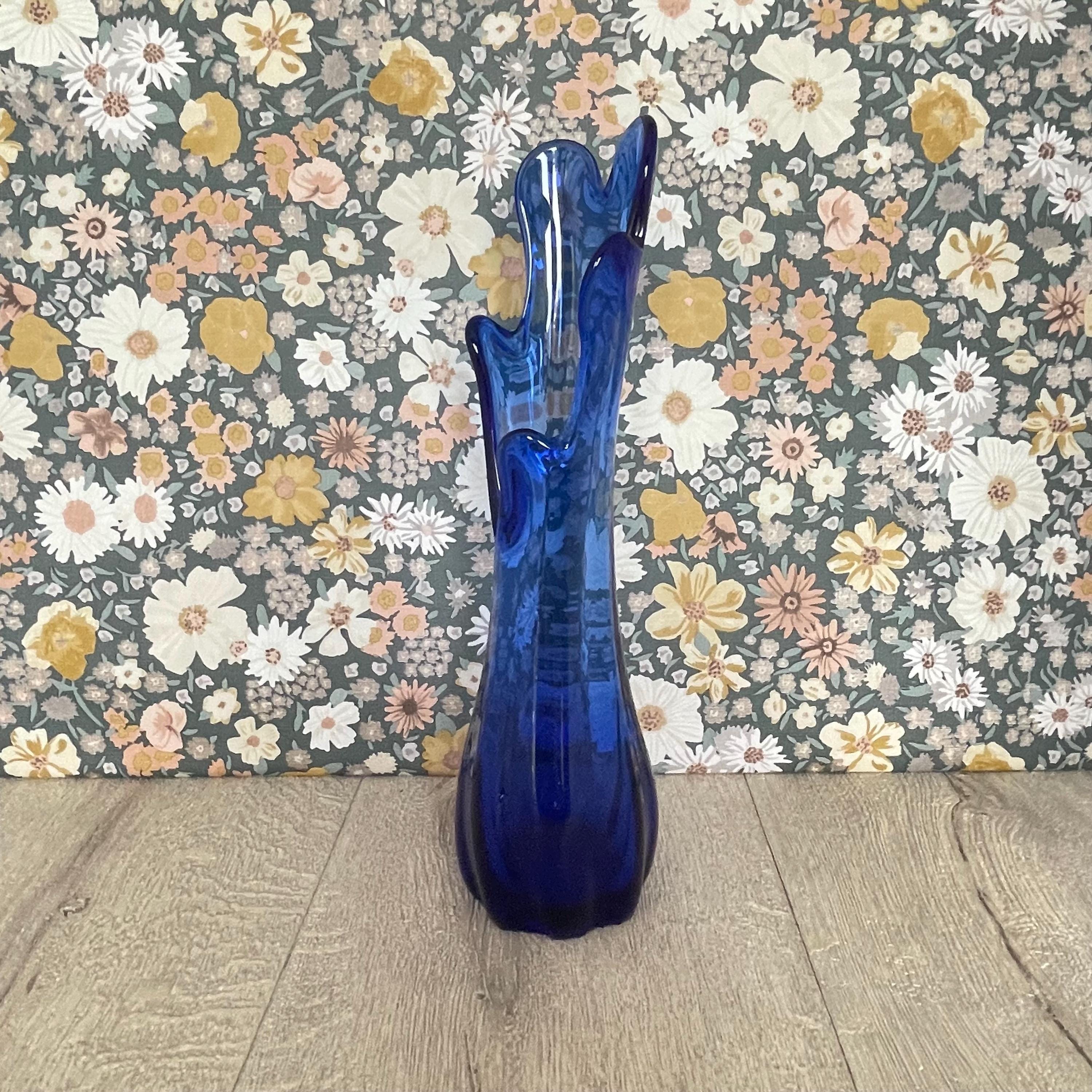 Mid Century Swung Vase – Cobalt Blue Glass Five Finger Form - Etsy