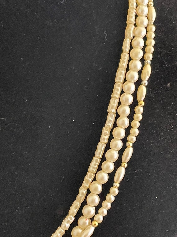 Multi strand faux pearl necklace - Vintage beaded… - image 10