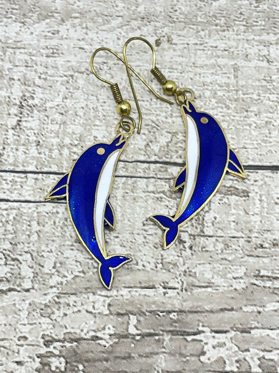 Blue 2024 dolphin earrings
