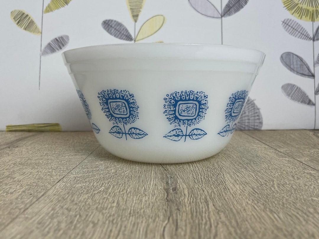 Federal Glass Blue Sunflower Mixing Bowl vintage Pyrex or Etsy