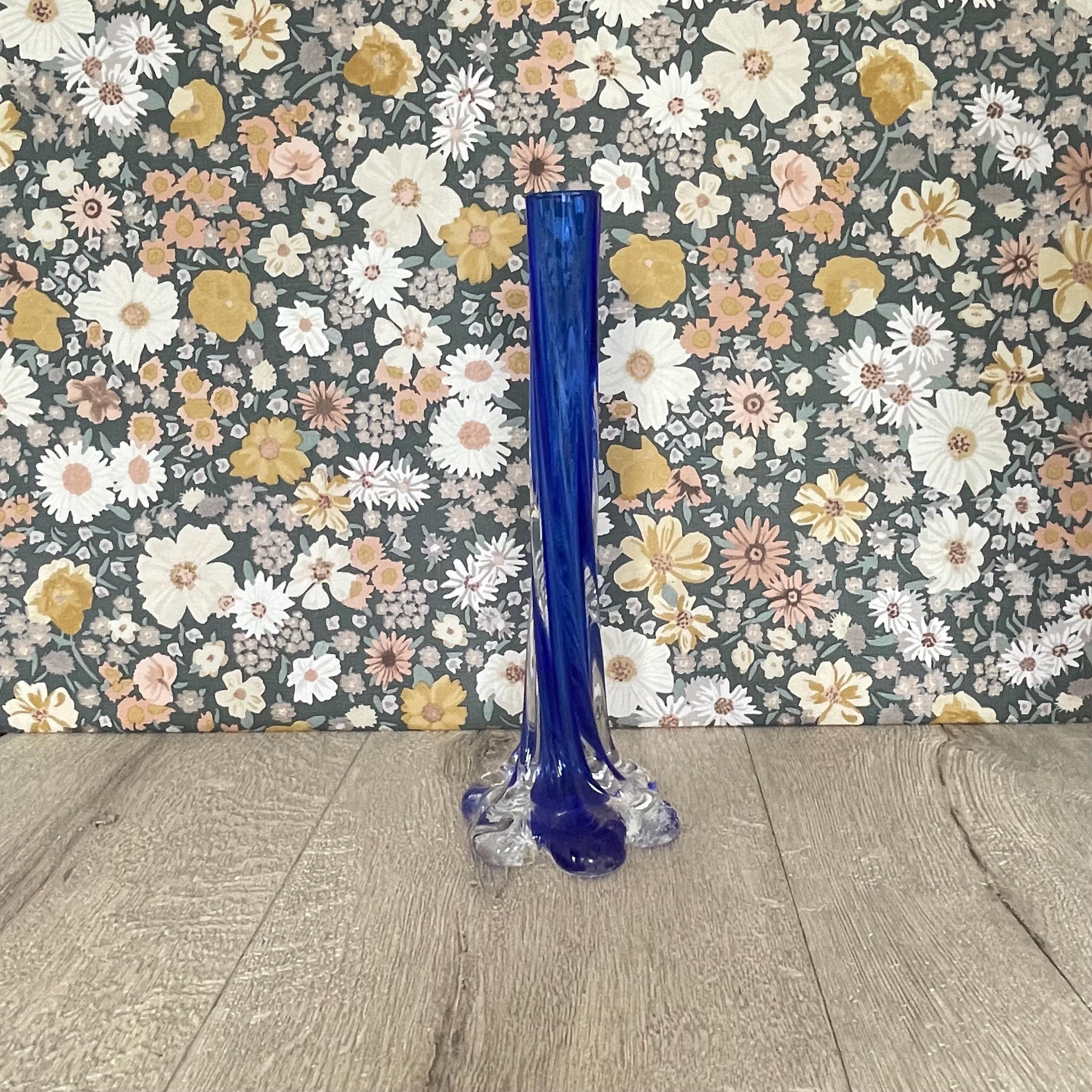 コバルトブルーの象の足型花瓶（ツイストステム付き） – ヴィンテージ