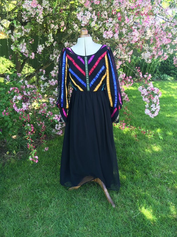 Evening dress for women- Rainbow stripe and black… - image 3