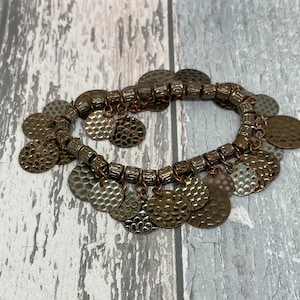 Jangly copper coin  stretchy bracelet  -costume jewellery for women