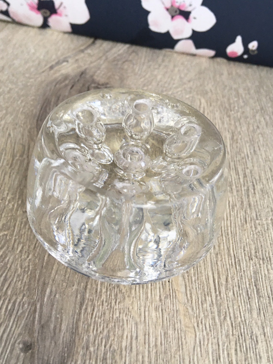 Glass flower frog vintage small clear glass vase insert Etsy