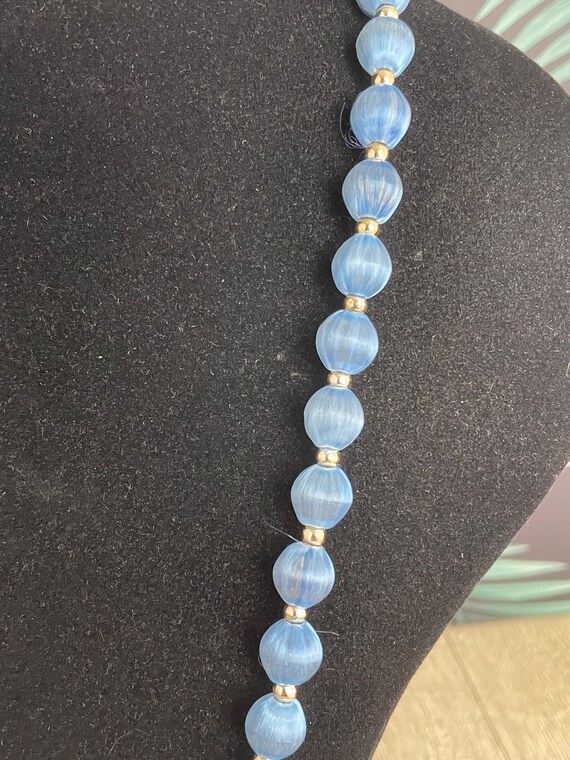 Sky blue opera length necklace - vintage  blue sa… - image 6