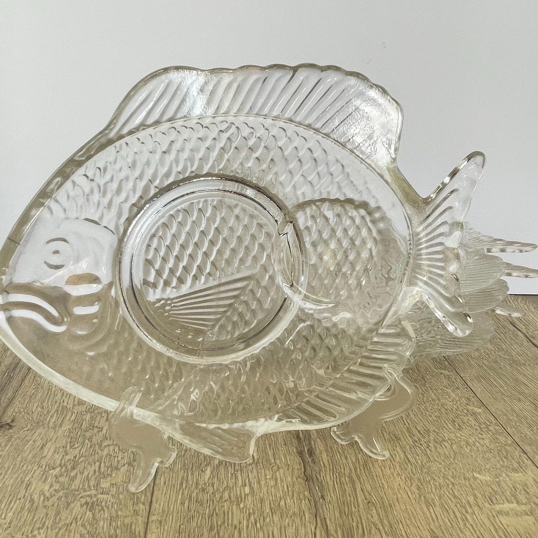 ガラス製 魚型 皿 プレート ガラス製の魚型プレート4枚セット - Etsy 日本