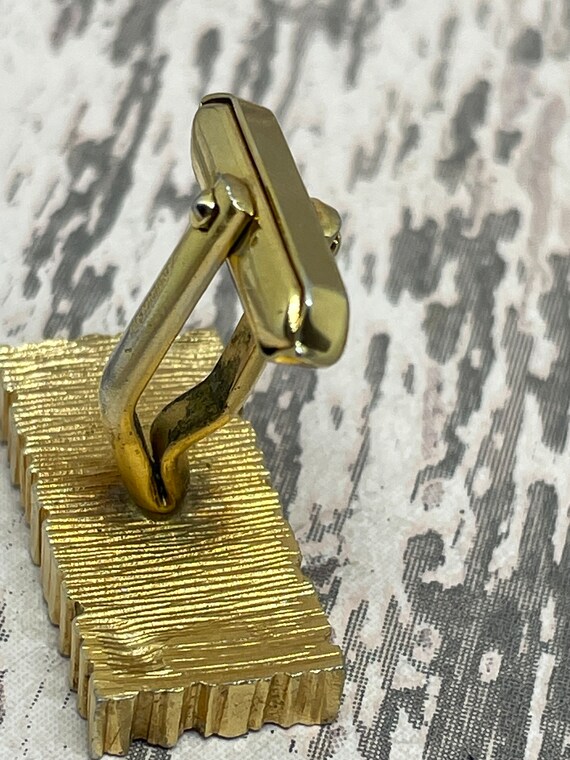 Gold and black rectangular cuff links - vintage g… - image 9