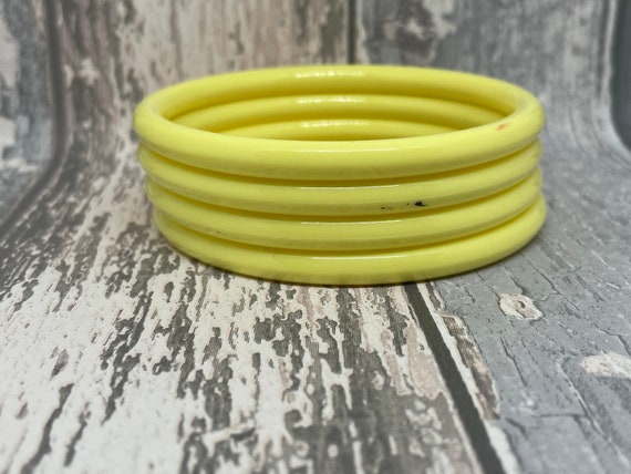 Primrose Yellow Plastic Bangles Set of Four Costume Jewellery for