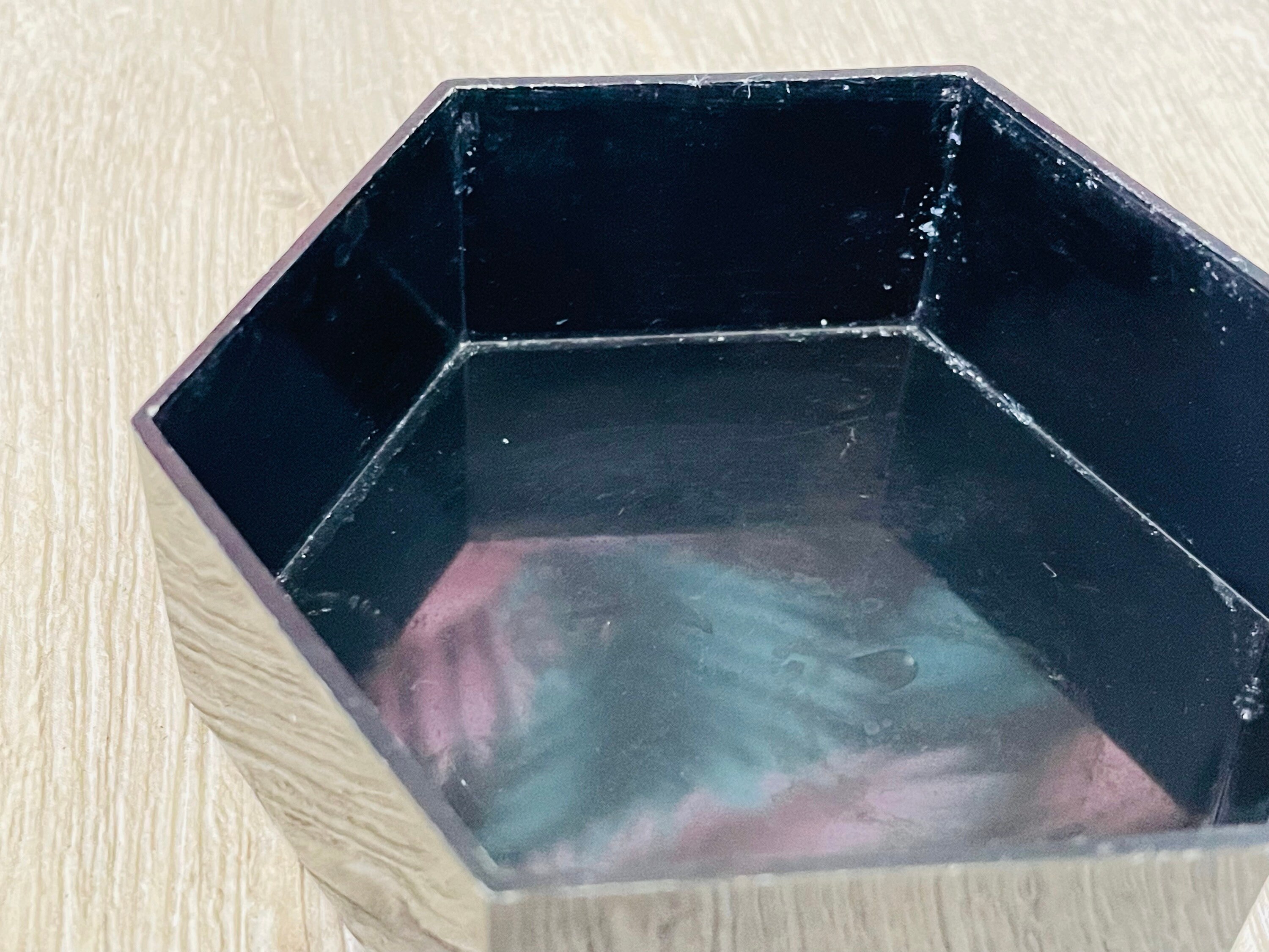 小さな黒い六角形の小物入れ – 花柄のプラスチック - Etsy 日本