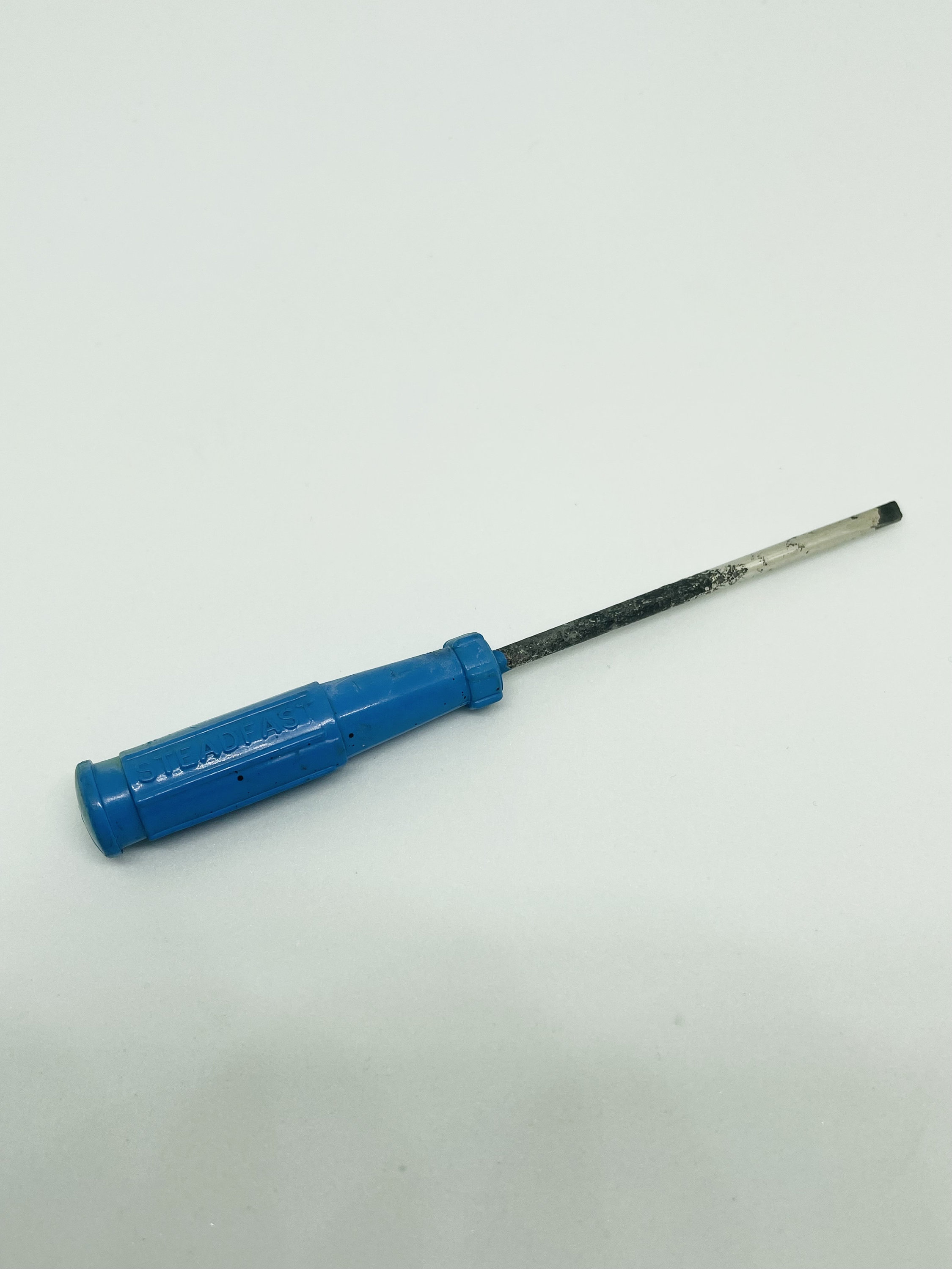 Vintage Steadfast Flathead Screwdriver: Azure Blue Handle