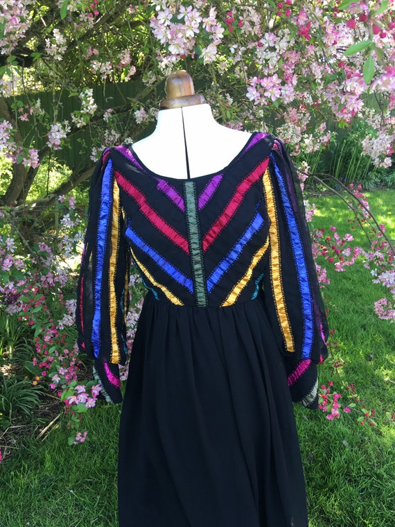 Evening dress for women- Rainbow stripe and black… - image 4