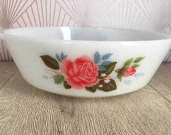 JAJ pyrex cottage rose casserole dish,  medium sized vintage pyrex casserole dish