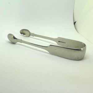 Vintage large plain silver plated sugar tongs