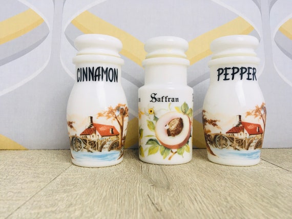 Small Milk Glass Pepper Spice Jar Spice Storage Container White