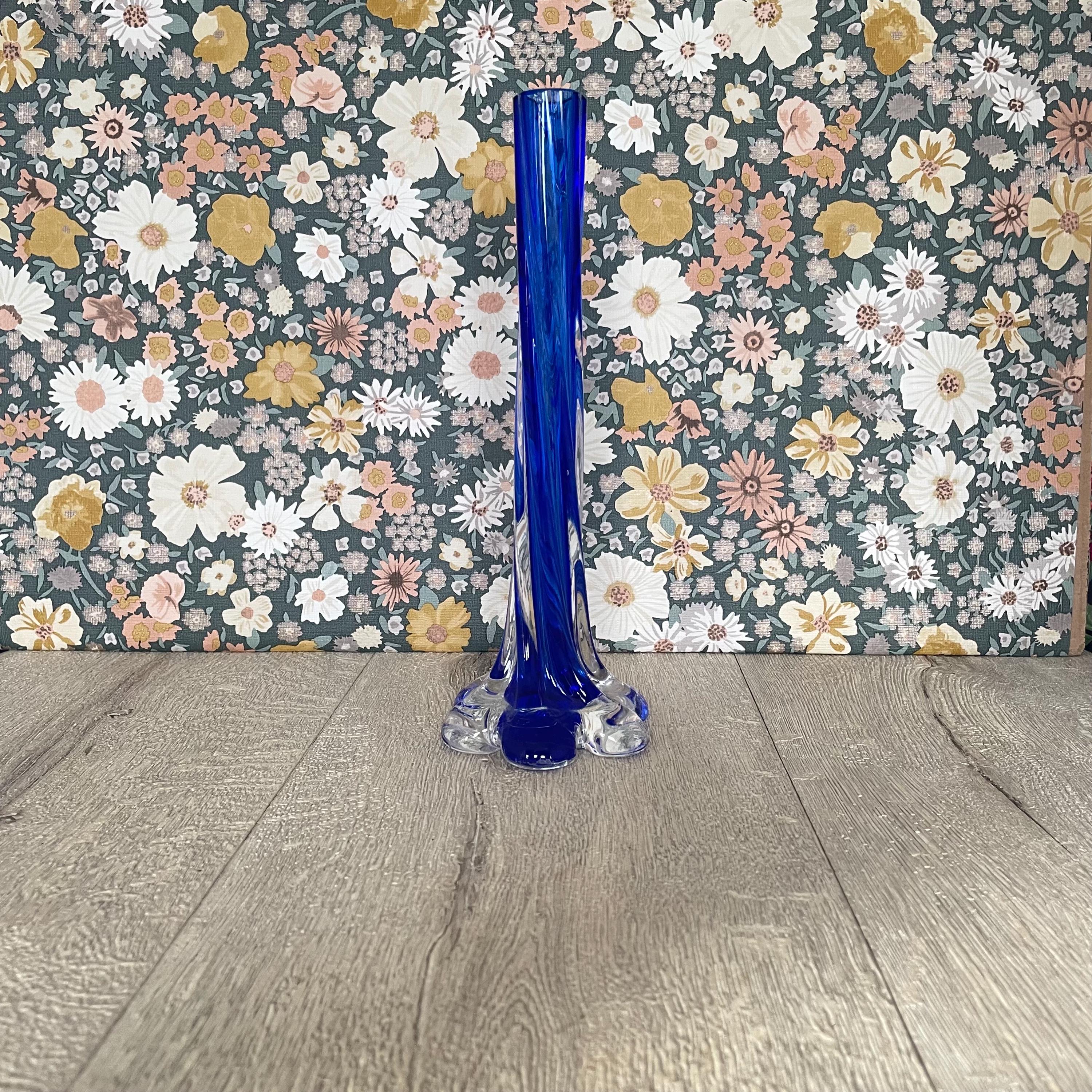 コバルトブルーの象の足型花瓶（ツイストステム付き） – ヴィンテージ