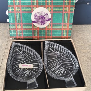 Boxed vintage glass trinket dish set from Scotland
