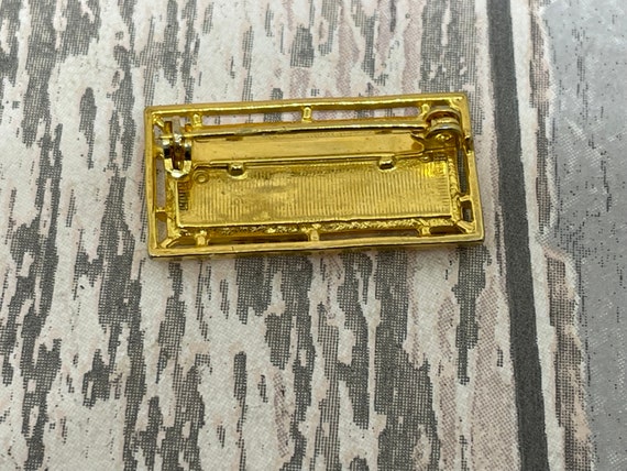 Black and gold floral  enamelled bar  brooch - Vi… - image 8